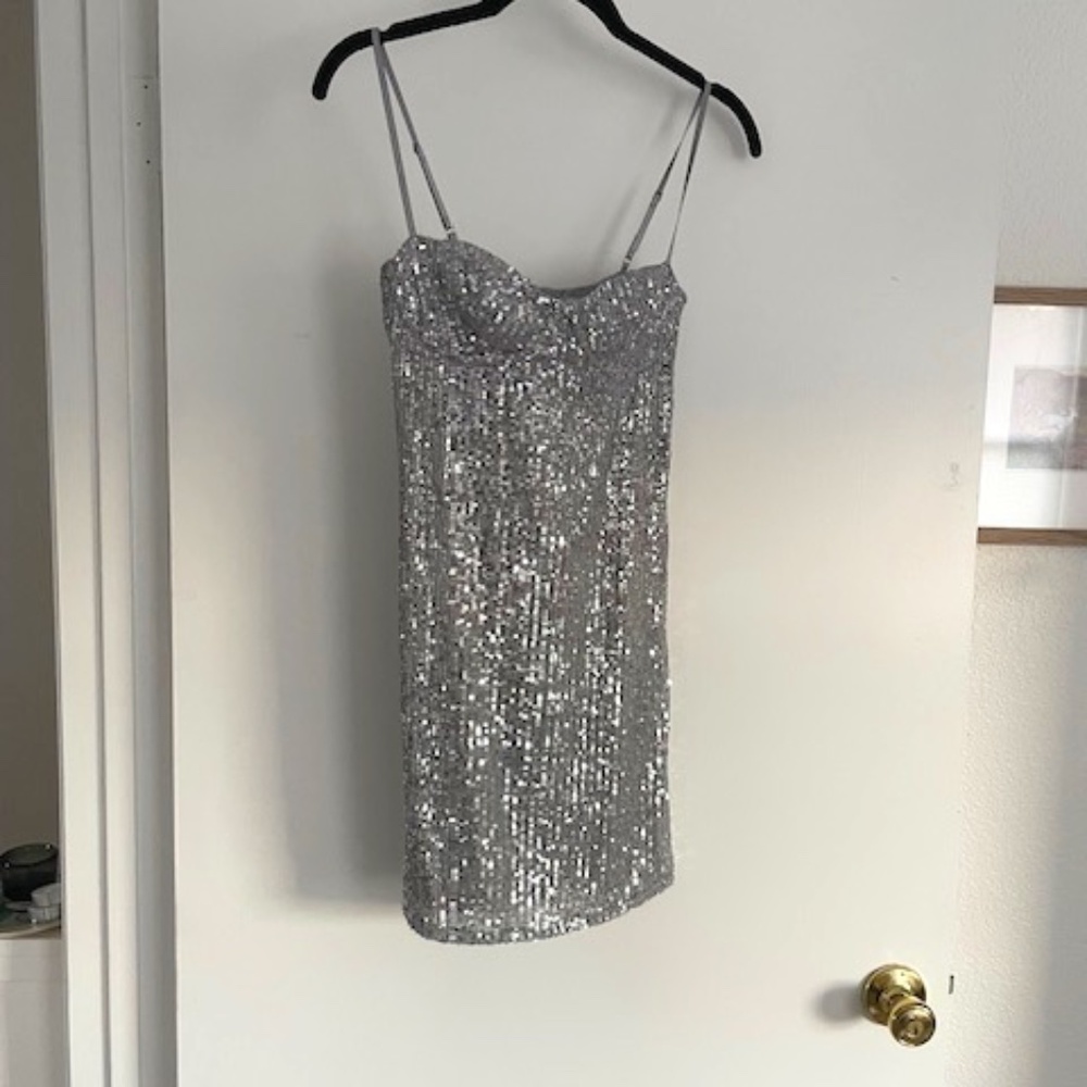 Zara silver sequined mini dress